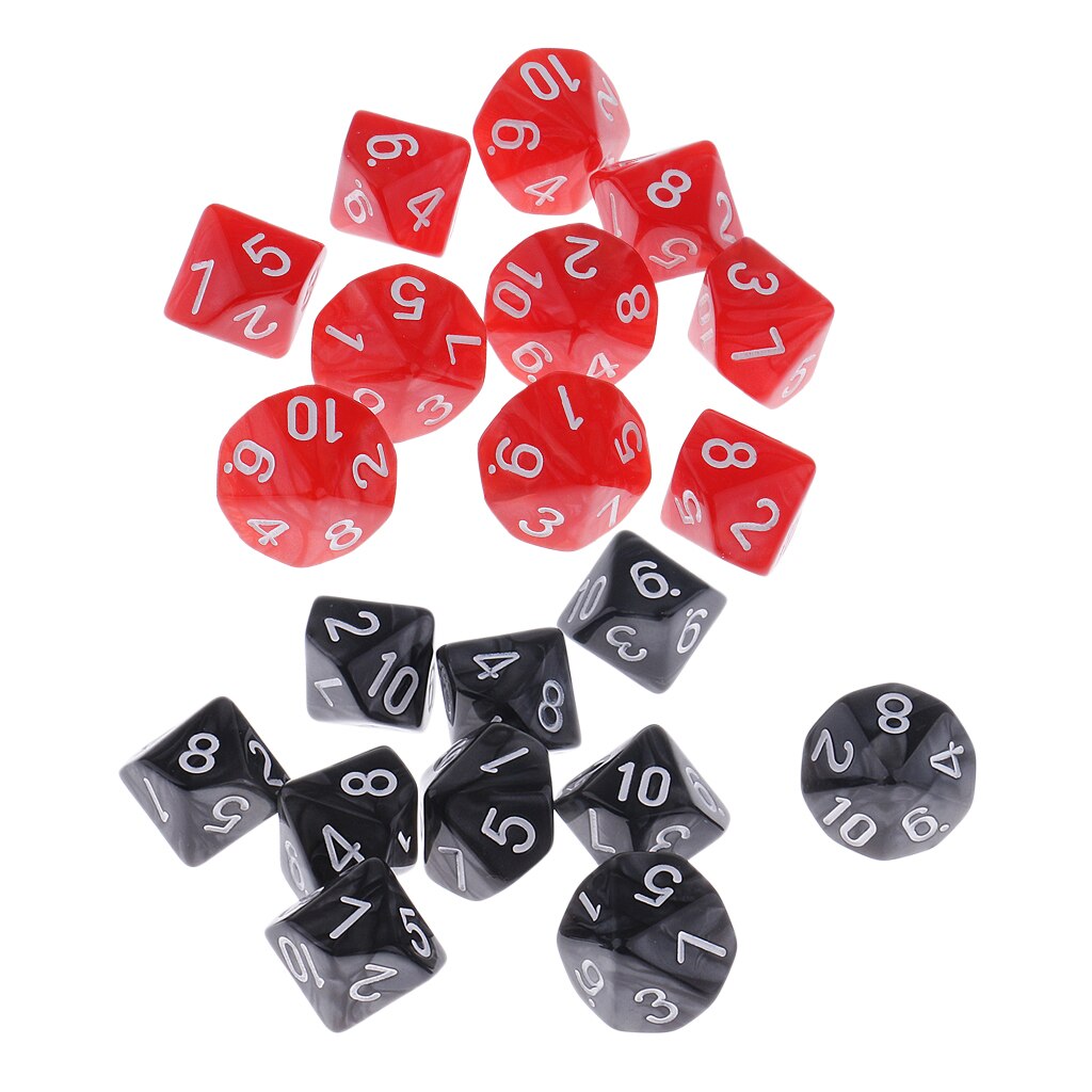 MagiDeal 20pcs Plastic 10-Sided Dices D10 Set for Party Bar Game Accessory