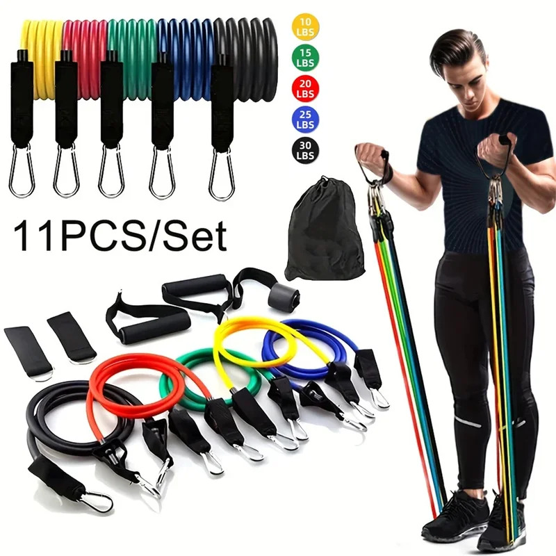 11-delige set spiertrainingsriemen, multifunctionele fitness spanriem, fitness spantrainingsharnas, elastisch touw