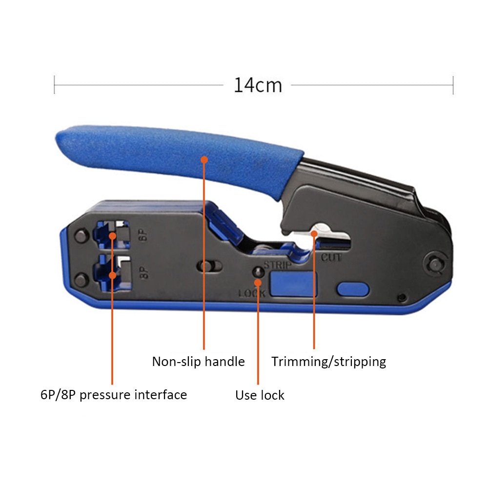 RJ45 Tool Network Crimper Crimping Tools Stripper Cuting Ethernet Cable Fit RJ45 Cat6 Cat5e Cat5 STP Plugs RJ45 Connector Cables