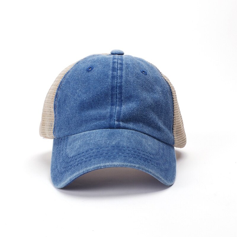 Tennis Baseball Cap Retro Stijl Gewassen Katoen Mesh Strapback Hoed Hoofddeksels Outdoor Sportkleding met Verstelbare Rug Sluiting
