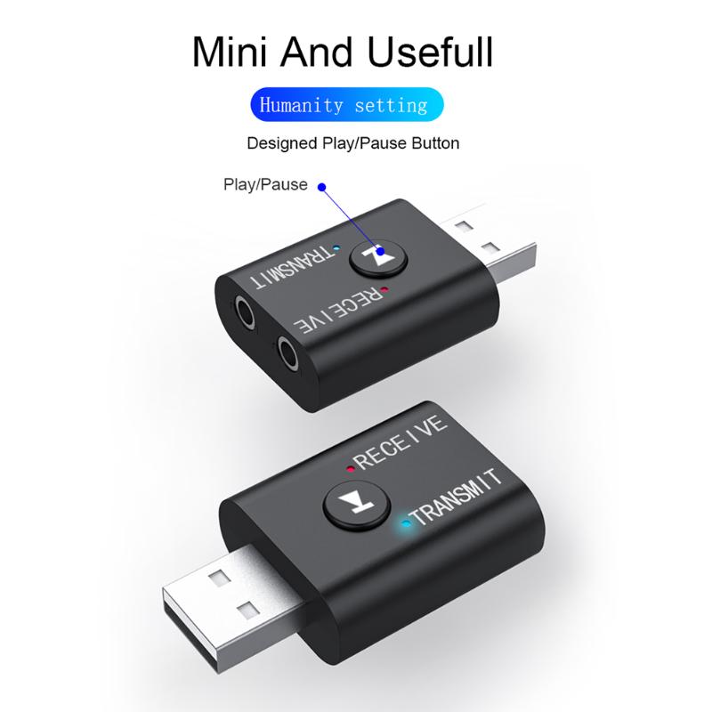 USB Bluetooth 5.0 Sender Empfänger - 2-in-1 Audio Adapter Mit 3,5mm Anschluss Für TV & Auto