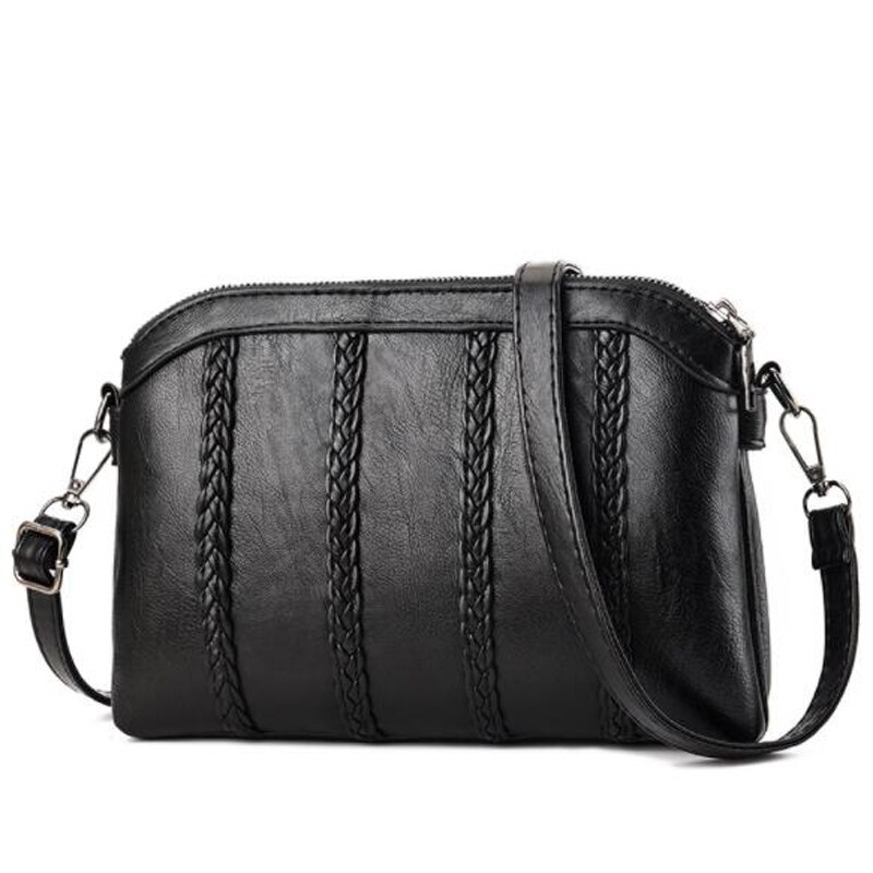 Yogodlns Double poches sacs à bandoulière en cuir souple PU femmes sac à bandoulière avec deux sangles épaule femme sacs de messager noir: Black