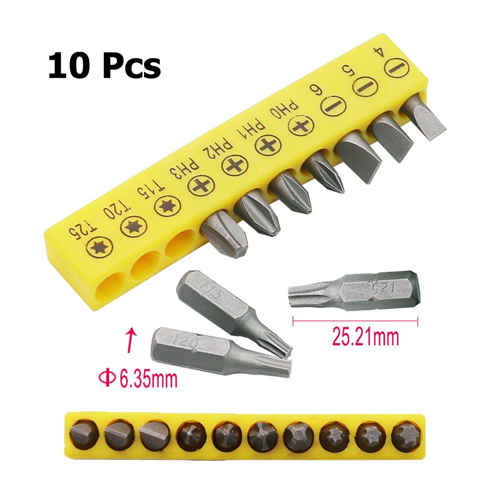 1/4 "Hex Magnetic Screw Drill Tip Locking Bit Quick Change Holder Drive Guide Drill Bit Screw Tool Screwdriver Bit Extension Rod: 10 PCS Bits with box