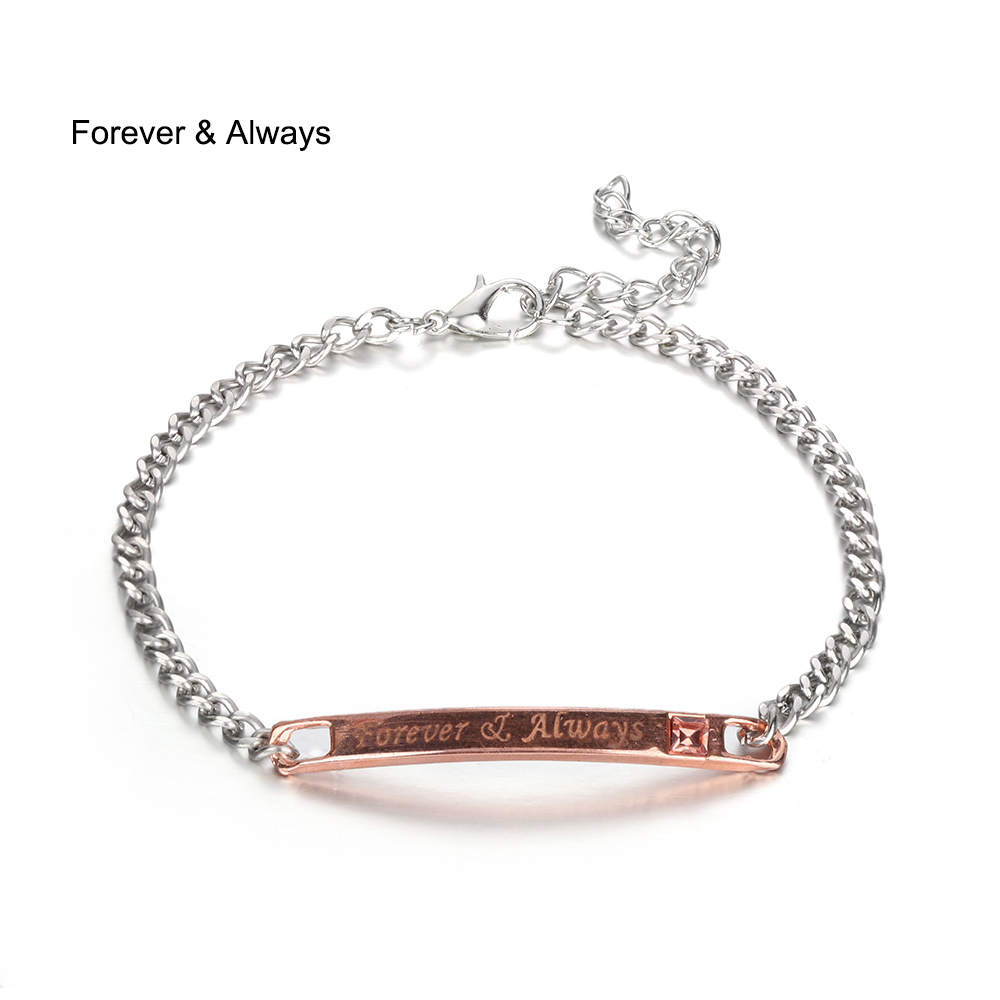 Love Bangle Men Women Her King His Queen Couple Bracelets Titanium Steel Crystal Crown Charm Wrist Chain Valentine's: Forever Always