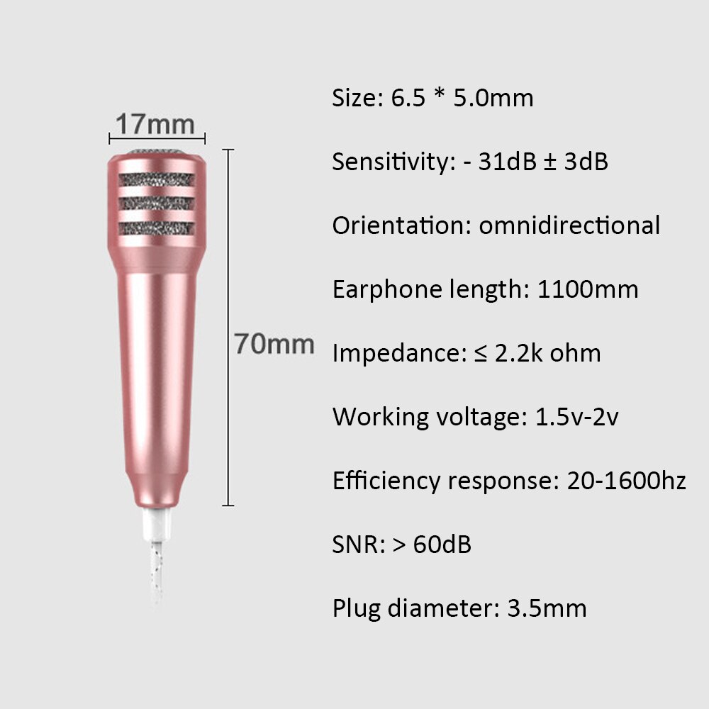 Portable 3.5mm Stereo Studio Mic KTV Karaoke Mini Microphone For Cell Phone Headphones With Microphone USB Mini Microphone