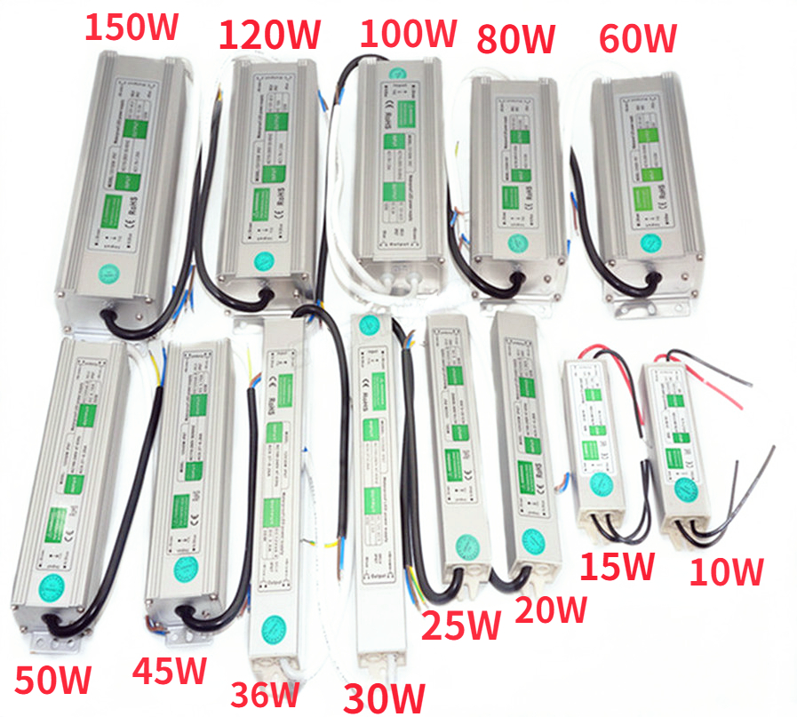 Vanntett  ip67 led strømforsyningsdriver ac  dc 12v/24v 10w 15w 20w 25w 30w 36w 45w 50w 60w 80w 100w 120w 150w for led-stripelys