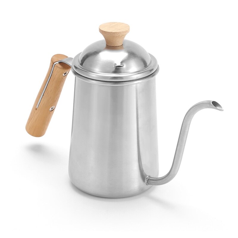 650Ml Roestvrij Staal Koffie Waterkoker Zwanenhals Cafe Pot Tuit Theepot Met Ketel Deksel Giet-Over Drip Ketel Zwaan hals: Default Title