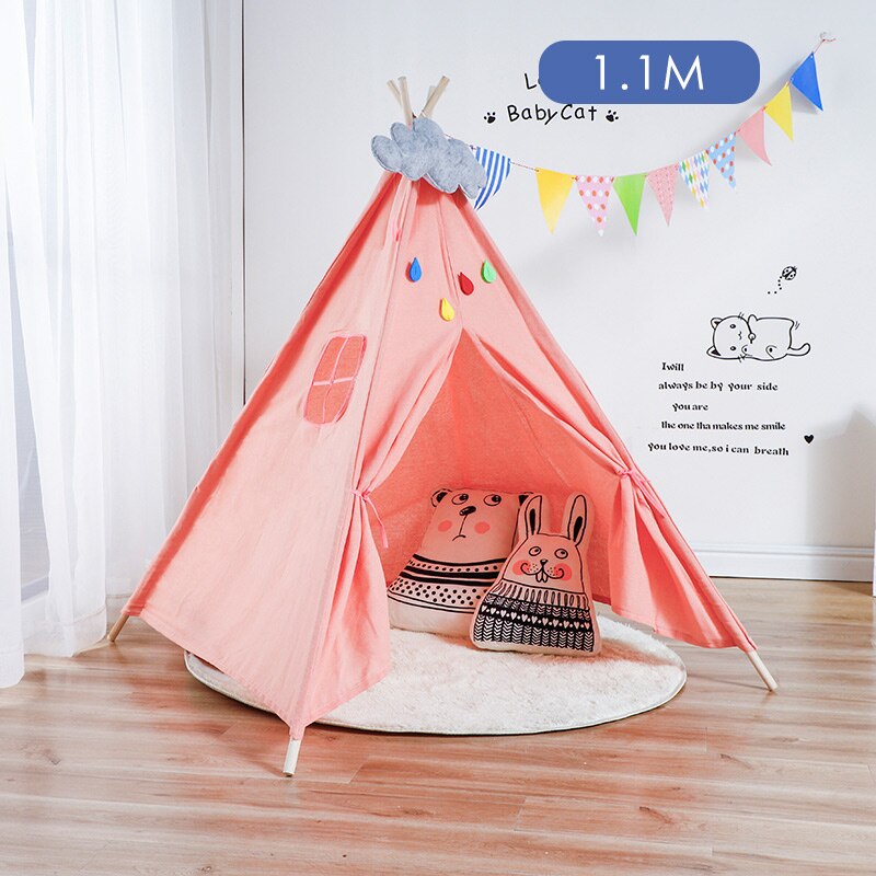 1.1M Cotton Carva Indian Children's Tent Portable Kids Tent Tipi Teepee Children's House Indoor Children's Hut Baby Tent: WJ3688BS