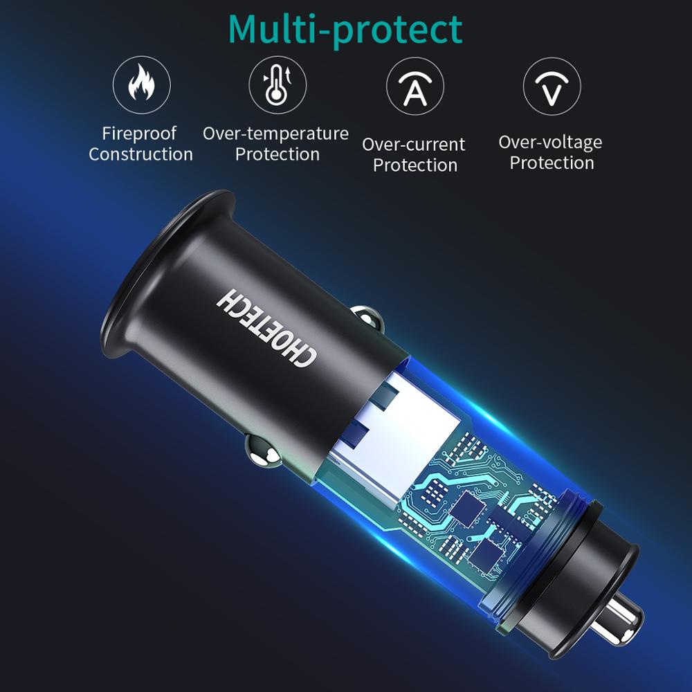 CHOETECH Quick Charge 3,0 mini USB Auto Ladegerät für Samsung Xiaomi Dual Usb QC 3,0 Auto PD Schnelle Ladegerät für huawei mate 30 20