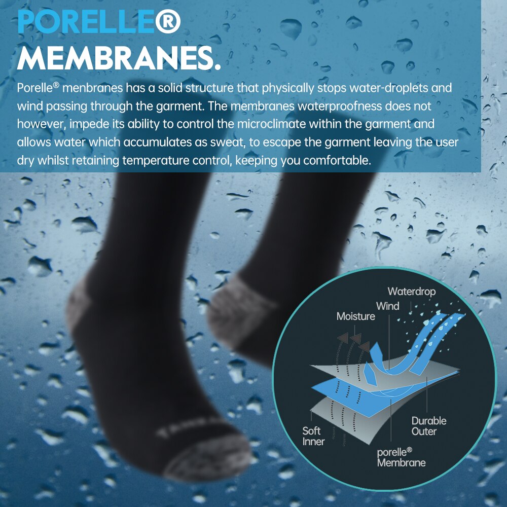 Wasserdichte Socken für Herren, Wärmer Schnee, Thermo-Sportsocke, PORELLE Membranen, Snowboard, Radfahren, Ski, Fahrrad, Winter, Schwarz, Blau