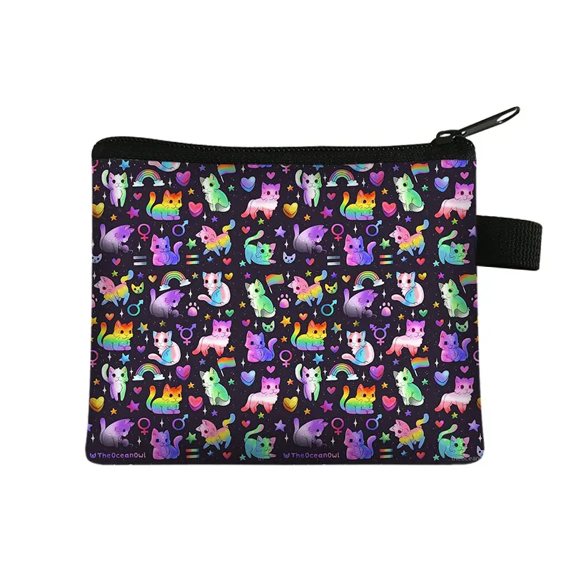 Simpatico gattino gatti/cuccioli stampa portamonete per adolescenti borse da scuola per bambini bambini donne per viaggio borsa portamonete d'argento portatile: lqbxchongwu03