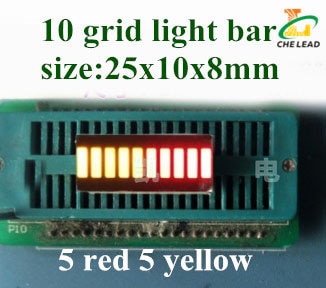 10 grid Bi-kleur digitale buis lichtbalk 5 rood 5 geel LED digitale lichtbalk 10 segment led-lichtbalk led display