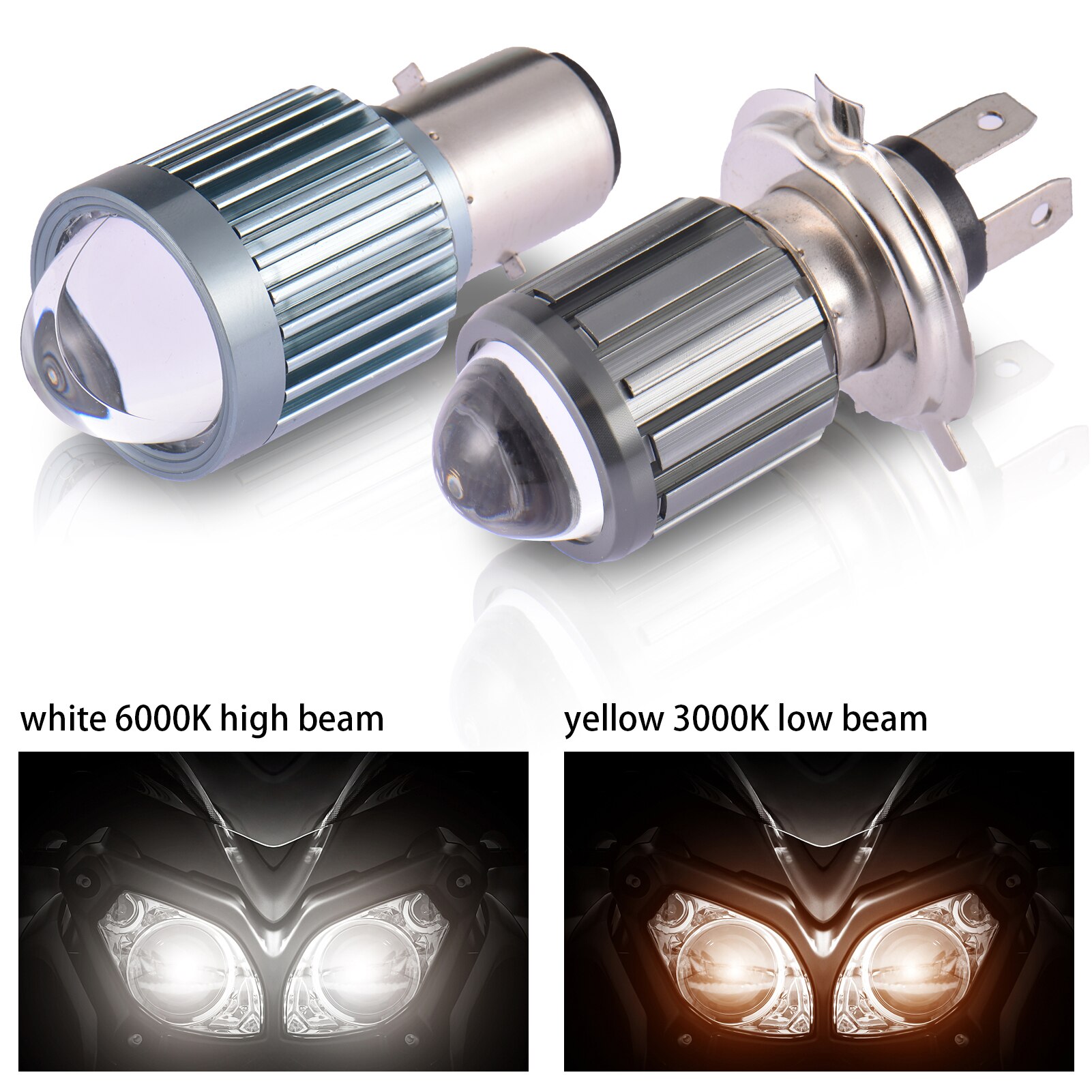 8000Lm H4 H6 LED Motorrad Scheinwerfer Lampen Scheinwerfer CSP Objektiv Weiß Gelb Hallo Lo Lampe Rolle Licht Zubehör Nebel Lichter 12V