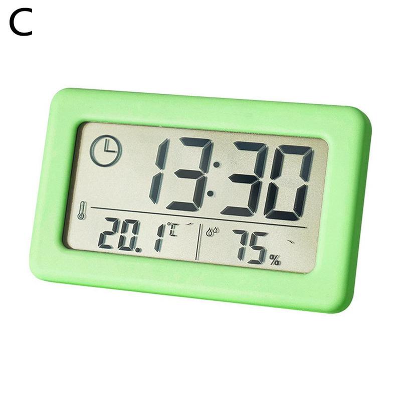 Digital Clock Thermometer Hygrometer Meter LED Indoor Electronic Humidity Monitor Clock Desktop Table Clocks For Home: green