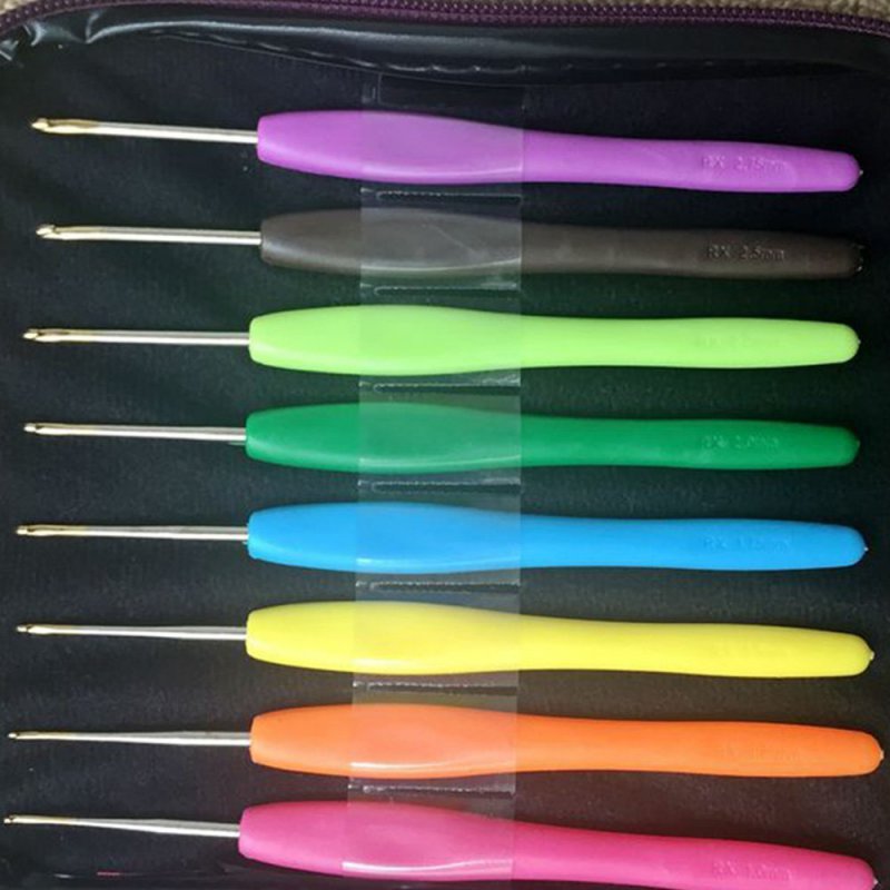 16 Pcs Crochet Hook Set Sewing Tools with Colorful Plastic Handles Knitting Needle Weave Yarn Case Set Aluminum Hooks Accessory