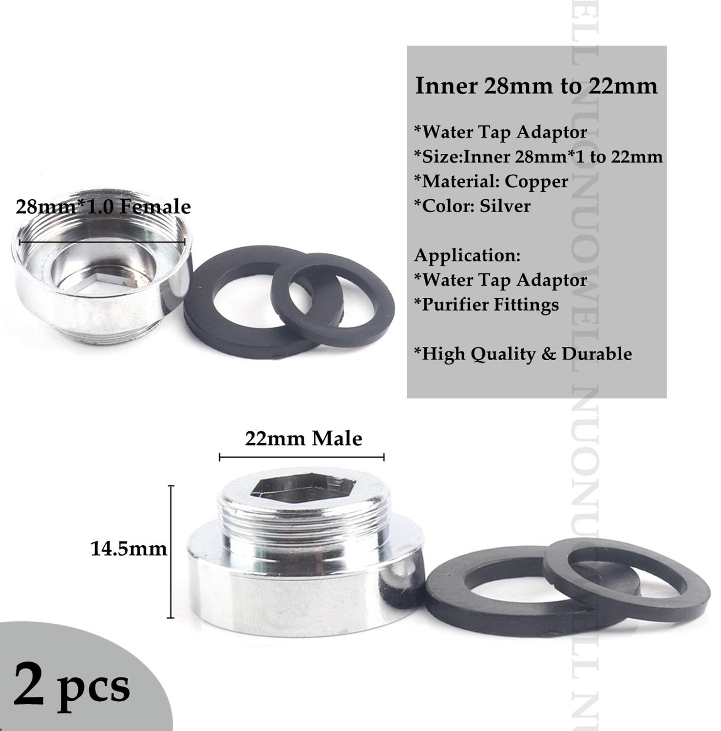 2pcs M22 Copper Kitchen Faucet Aerator Water Tap Adaptor Purifier Fittings Replacement Accessories Male Female Pipe Fittings: F28x1-M22