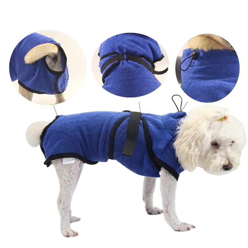 XS-XL Pet Dog Bathrobe for Small Large Dogs Super Absorbent Dog Bath Towel Cozy Soft Pet Drying Adjustable Wearable Towel