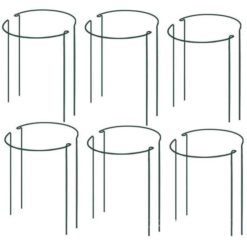 12 pièces Support plante Pile métal jardin plante Pile vert demi-cercle plante Support anneau fleur Arrangement fixation tige: Default Title
