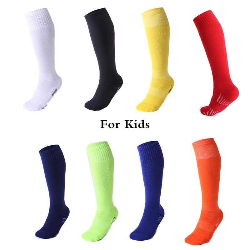 Children Sports Soccer Socks Pure Color Knee-High Boy girls Deodorization Towel football compression Sock for kids