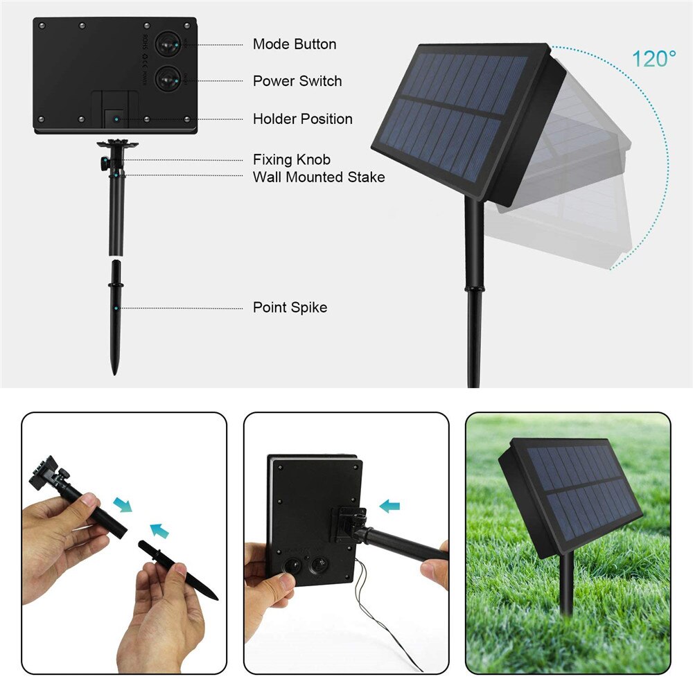 Solar- LED Netz Gittergewebe Licht Schnur 3x2M 192leds draussen Garten Lichter für Weihnachten Partei Terrasse lwan Gebühr Beleuchtung Dekor Lampe
