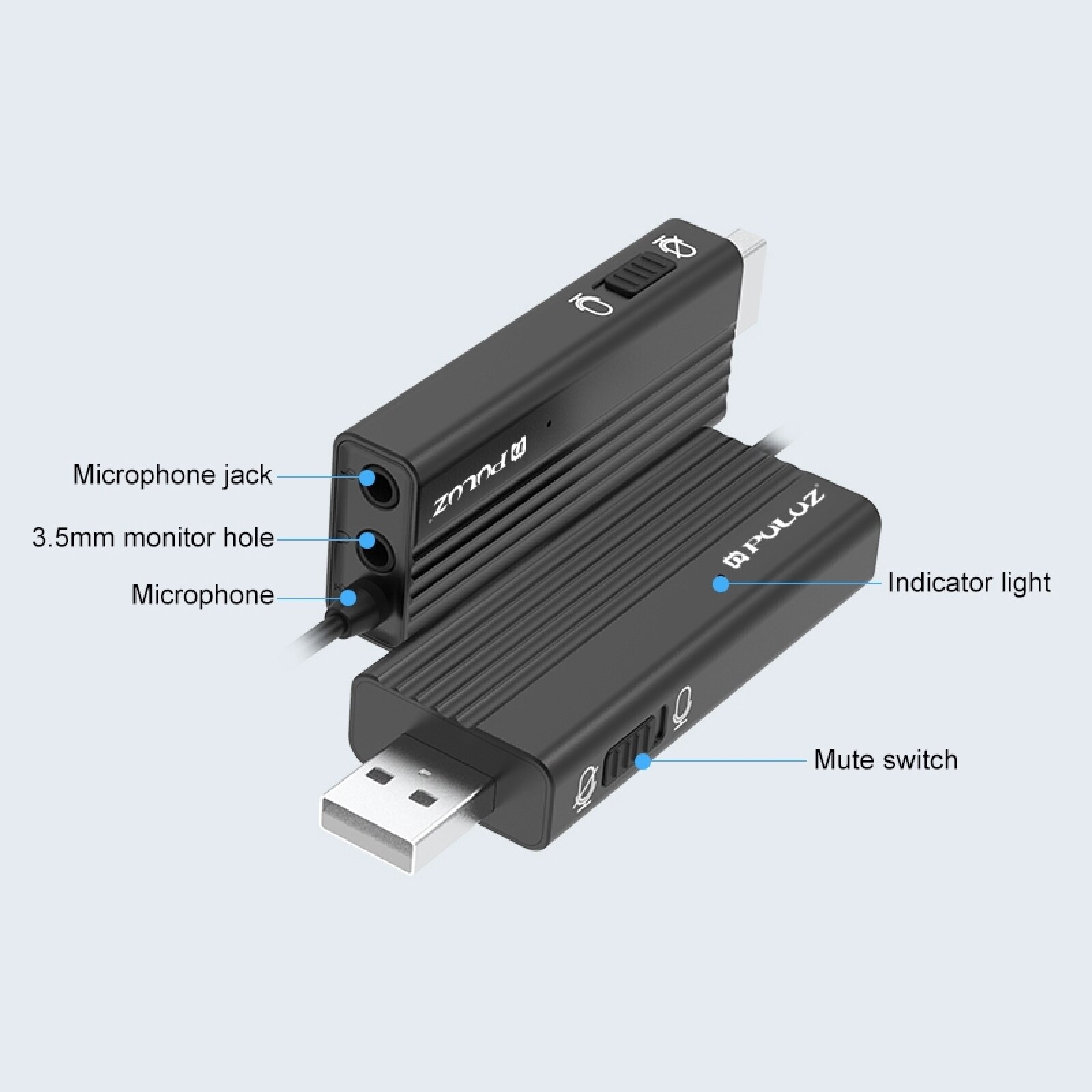 PULUZ USB Clip-on Wired Lapel Mic Recording Microphone Lavalier Silent Condenser Microphone