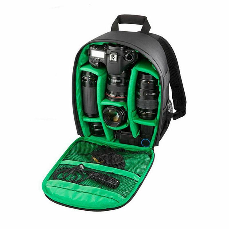 Video Digital DSLR Bag Multi-functional Camera Backpack Waterproof Outdoor Camera Photo Bag Case for Nikon/for Canon: Green