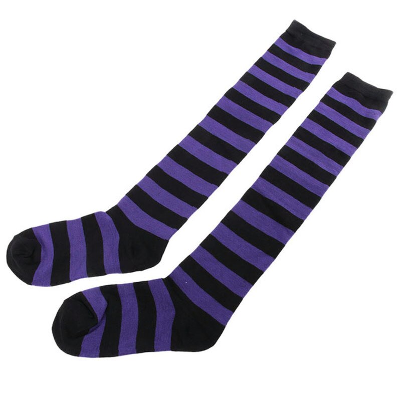 Kobiety dziewczęta na podkolanówki zakolanówki długie, w paski pończochy 11 kolorów: purpurowy
