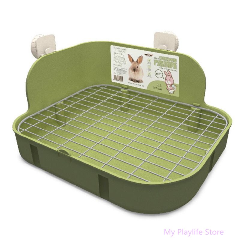 Kæledyr lille toilet firkantet seng pan potte strøelse kuldkasse til dyr: Grøn