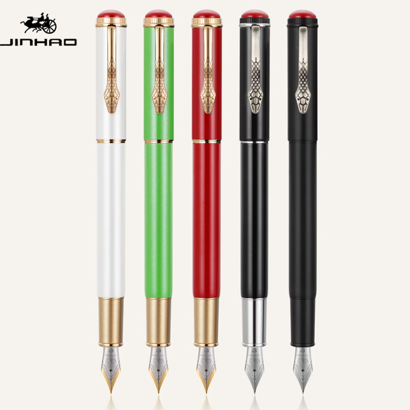 Jinhao 025 pluma estilográfica de lujo punta fina y punta EF Clip de serpiente negro verde rojo blanco bolígrafo de oficina para estudiantes el mejor