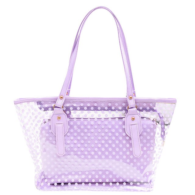 Ocardian Handtassen Zomer Tassen Voor Vrouwen Plastic Golf Punt Transparante Strand Schoudertas Handtas + Clutch M28: Purple