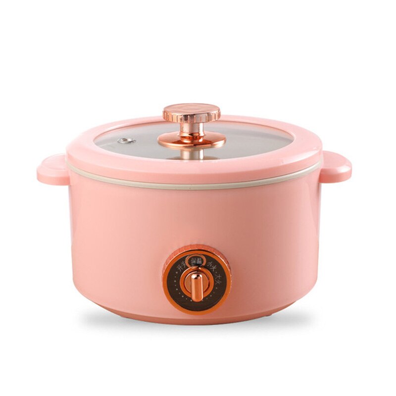 2.5L Multifunction Electric Soup Stew Porridge Noodle Cooking Pot Ceramic Glaze Inner Egg Omelete Frying Pan Hotpot Food Steamer: Pink No steamer