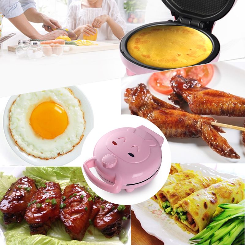 220V Electric Automatic Cake Machine Mini Cartoon Waffle Sandwich Baking Multifunction Breakfast Maker UK Plug