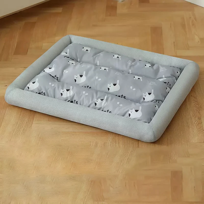Cojín refrescante de verano para cama de Gato, almohadilla de hielo para perro, estera cuadrada para dormir para cachorros, perros, gatos, perrera para mascotas, , frío: S / Blanco