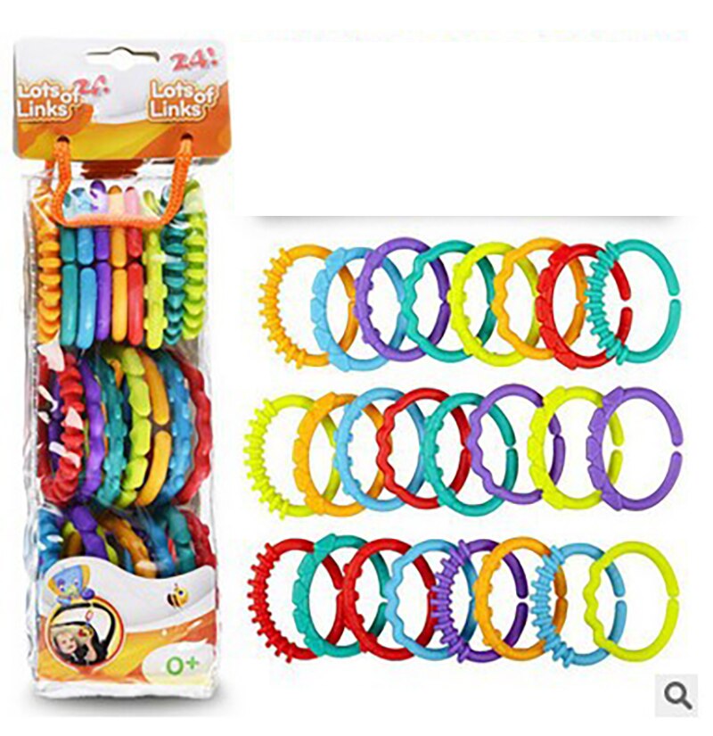 24 pieces / set of teeth rubber ring baby teether toy crib bed cart hanging rattle toy ornaments education doll