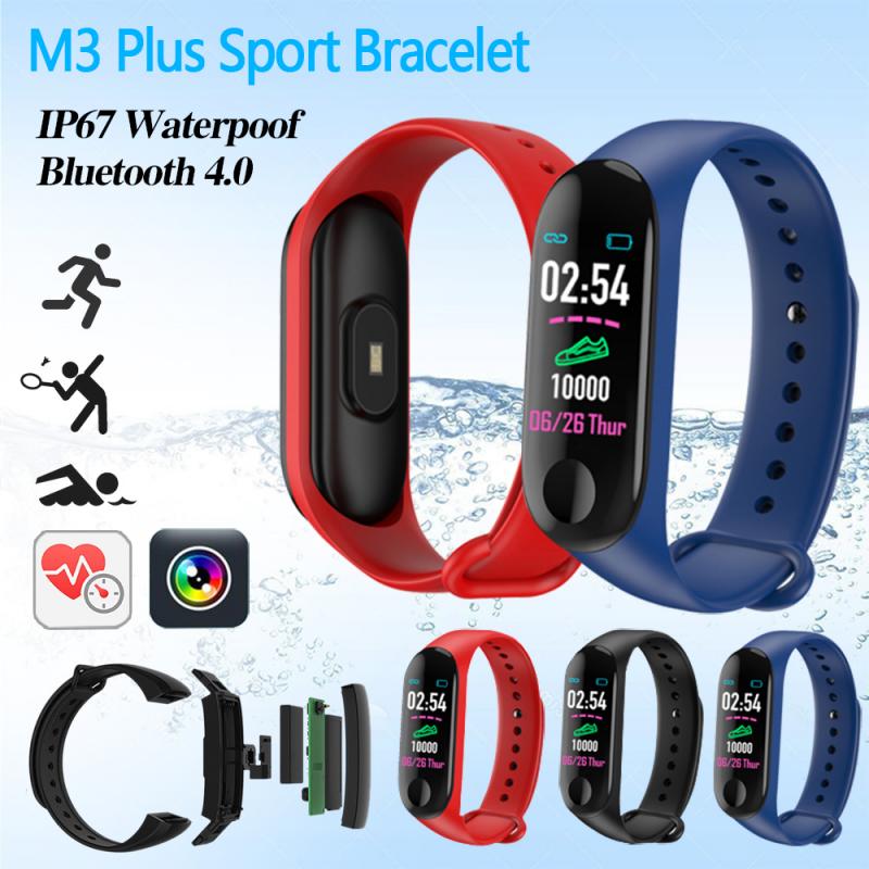M3 Plus Smart Bluetooth Sports Bracelet Heart Rate Blood Pressure Sleep Monitor Fitness Tracker Waterproof Smart Band Wristband