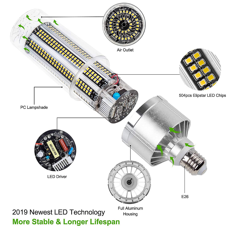 Ampoule de lampe à LED maïs lumineuse superbe de 60W avec le grand adaptateur de Base de Mogul E27 pour l'éclairage Commercial de plafond de grande surface