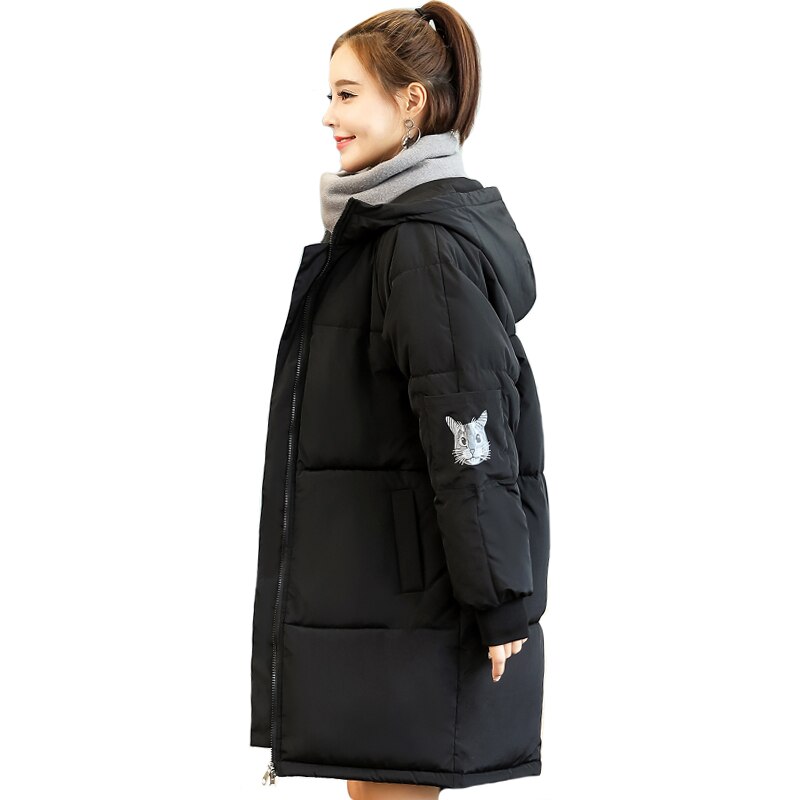 Style coréen hiver femmes doudoune à capuche longue rembourrée femme manteau Parka Mujer Invierno