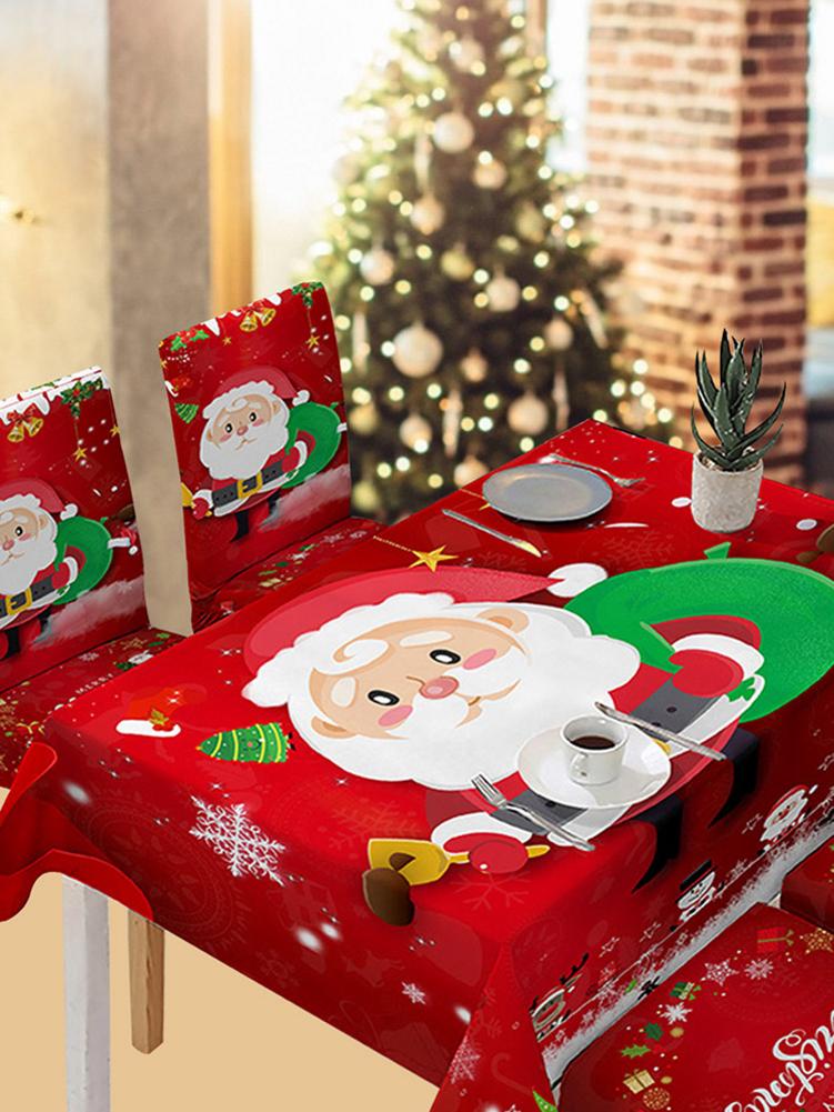 Christmas Table Cover Rectangular Christmas Collection Tablecloth With Cute Santa Oil-Proof And Waterproof For Home Decorat
