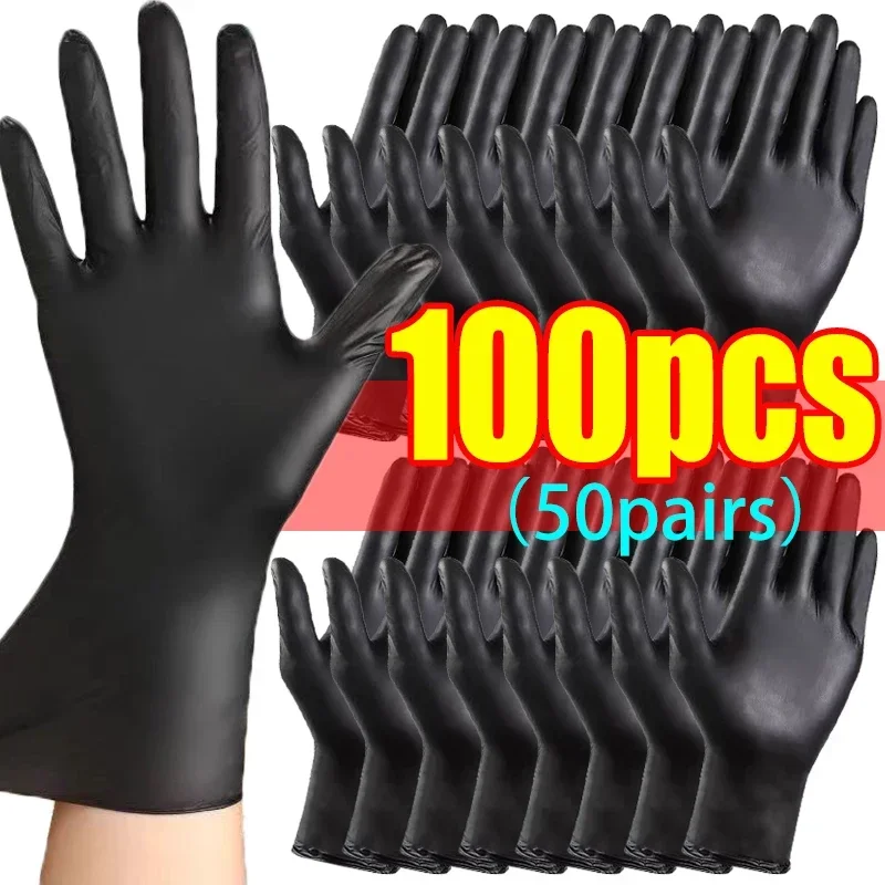 Schwarze Nitril-PVC-Handschuhe, starke Handschuhe, Einwegartikel für Hausarbeit, Geschirrspülen, Auto, Industrie, Gartenarbeit, Haustierpflege, Backen, Kochwerkzeug: M / Gelb