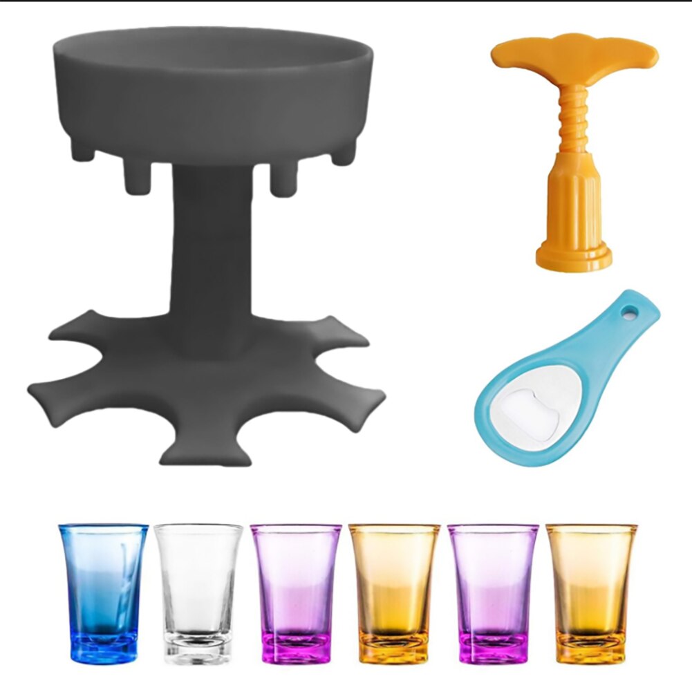 6 Shot Glass Dispenser Holder Carrier Caddy Liquor Dispenser Party Bar Accessory Drinking Games Glass Dispenser Bar Tools: As show H