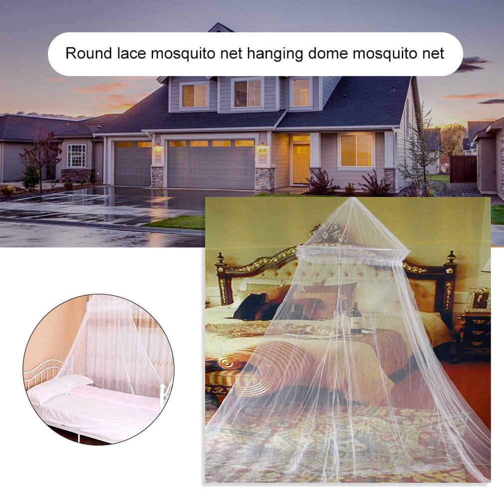 Rideau de lit rond d'été en dentelle anti-insectes, rideau en maille Polyester, pour usage domestique, , dôme suspendu, moustiquaire, 8 couleurs