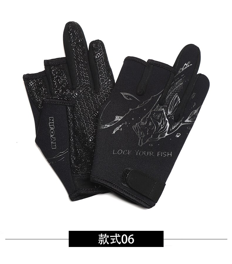 Hommes hiver trois doigt coupe gants de pêche épaississement imperméable garder au gant de pêche résistant au froid résistant à l'usure M-L-XL: Gris foncé / L