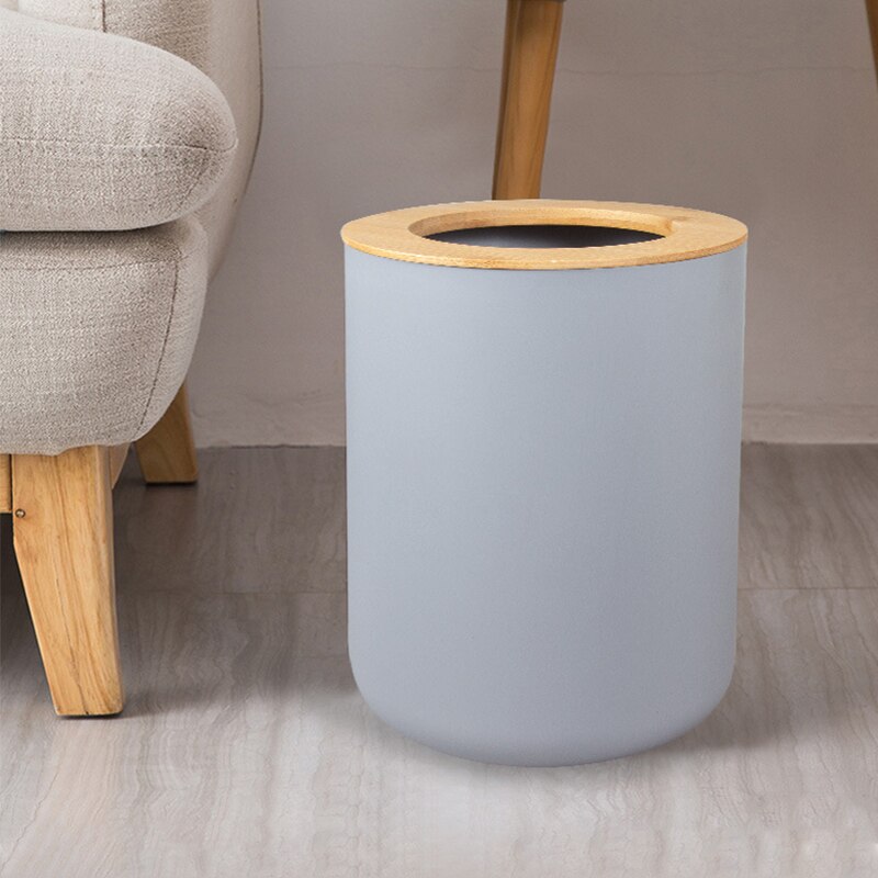 Dispensador de jabón de bambú con bote de basura, taza de cepillo de dientes, botella de loción, accesorios para el baño, 6 uds. #1013