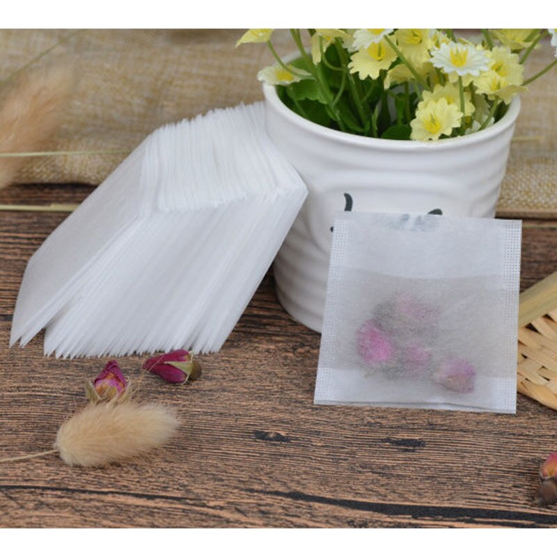 100pcs tea bags empty fragrant tea bags sealed filter paper bulk tea drawstring fiber bag filter, boiled herb spice coffee bag: C 5 X 6cm
