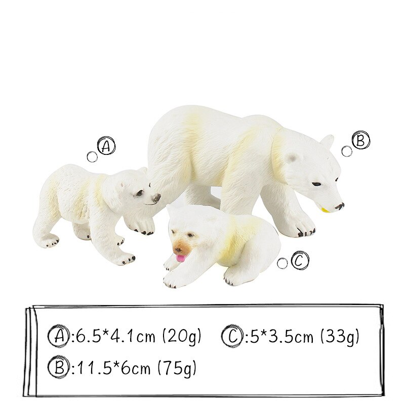 YUC Animal Toy Zoo Set Simulation Figurines Model Wild Lion Tiger Wolf Action Figure Farm Poultry Horse Cow Pig Educational: Polar bear