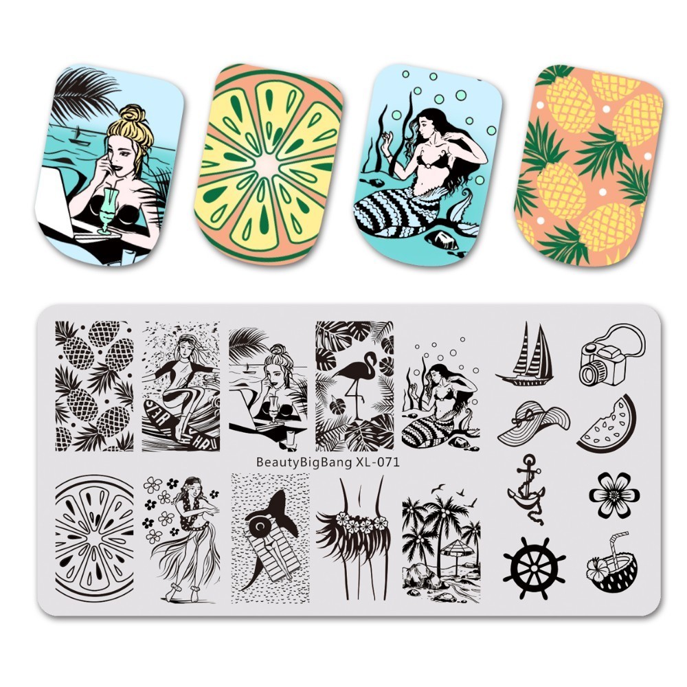 BeautyBigBang ongle gabarit plaque acier inoxydable mignon chat chien motif ongles estampage plaques Rectangle timbre pour ongles BBB XL-013: 71