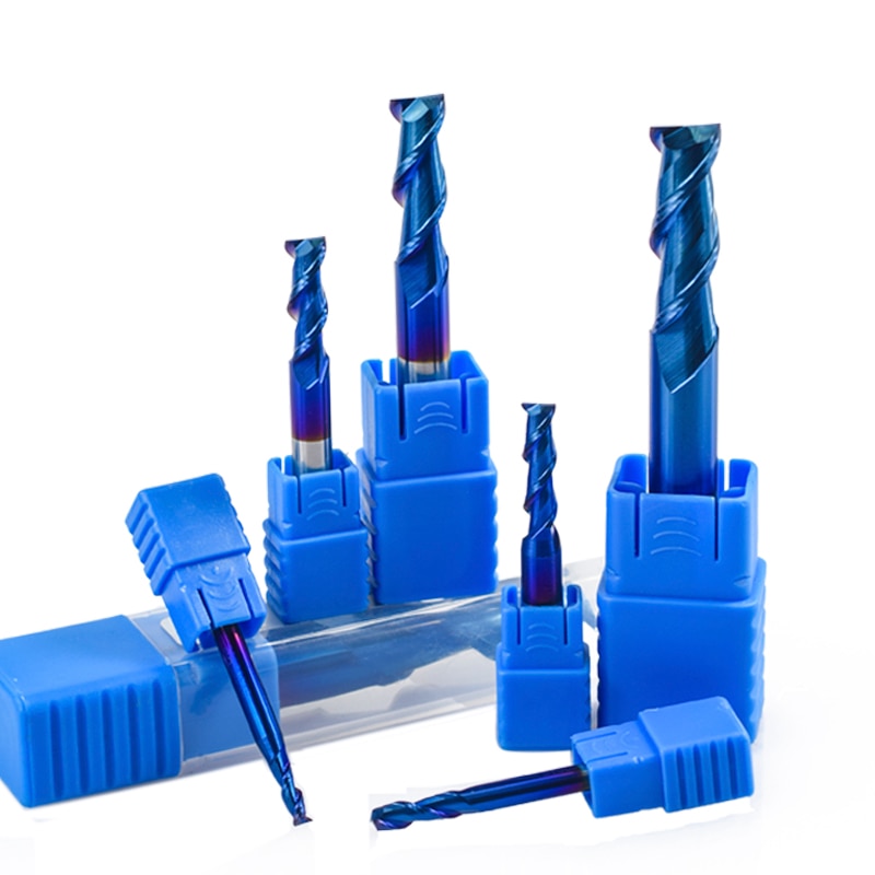 XCAN 1pc 1-12mm Nano bleu revêtement 2 flûte fraise en bout plat 50 degrés carbure fraise en bout CNC routeur fraise en bout