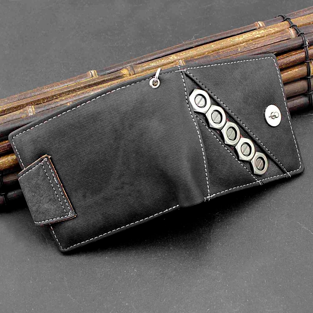 Biker cowboy heren casual jeans portemonnee met drukknopen en anti-verlies broekketting