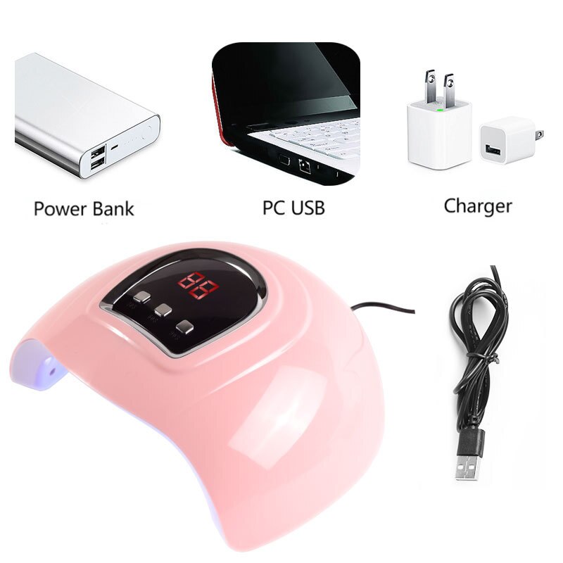 Led neglelampe til manicure 96w negletørrer maskine uv lampe til hærdning af uv gel neglelak med bevægelsesfølende lcd display: 05 usb