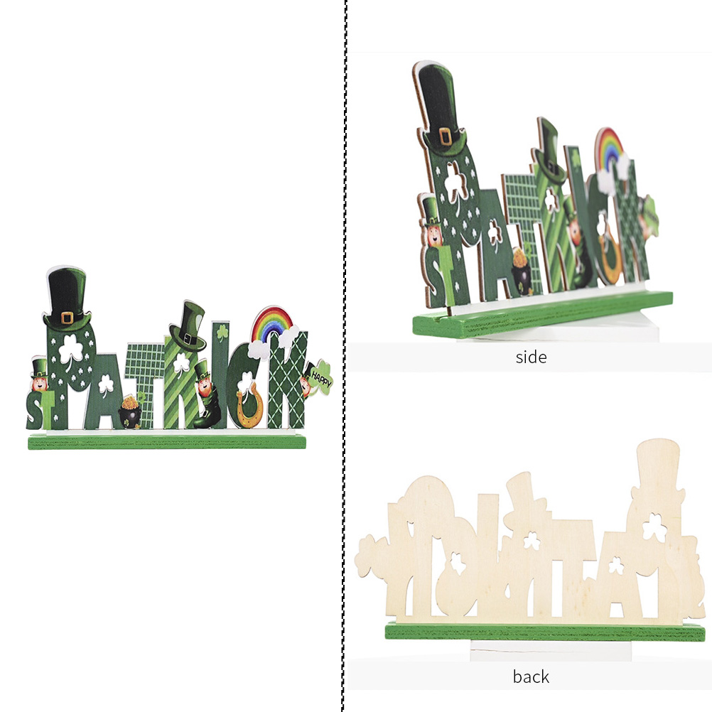 1pc St. Patrick's Day Theme Art Craft Wooden Letter Ornaments for Home Decor